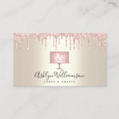 Bakkerij Roze Cake Gold Glitter Drift Dessert Gold Visitekaartje (Voorkant)