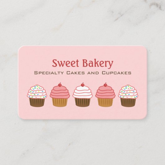 Bakkerij Roze Cupcake Elegant Visitekaartje (Voorkant)