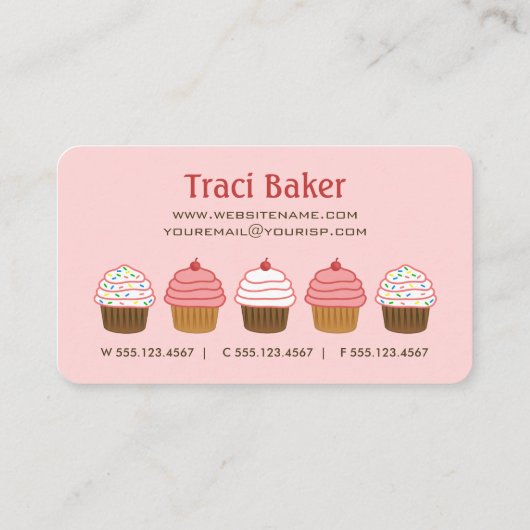 Bakkerij Roze Cupcake Elegant Visitekaartje (Achterkant)