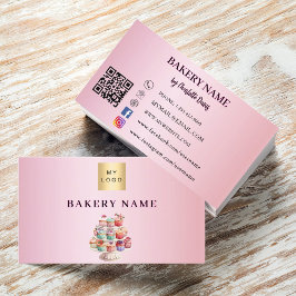 Bakkerij roze cupcakes gebak pastels QR code logo Visitekaartje