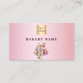 Bakkerij roze cupcakes gebak pastels QR code logo Visitekaartje (Voorkant)