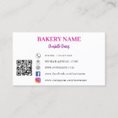 Bakkerij roze cupcakes gebak QR code logo Visitekaartje (Achterkant)