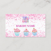 Bakkerij roze cupcakes gebak QR code logo Visitekaartje (Voorkant)