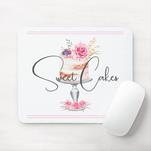 Bakkerij Roze Elegant Waterverf Muismat (Met muis)