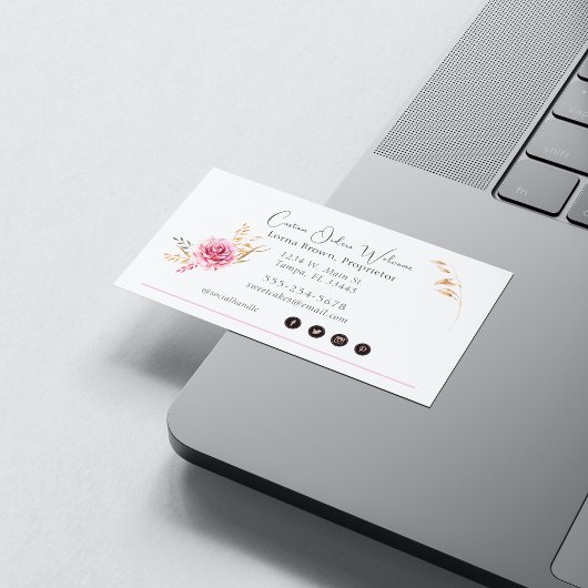 Bakkerij Roze Elegant Waterverf Visitekaartje