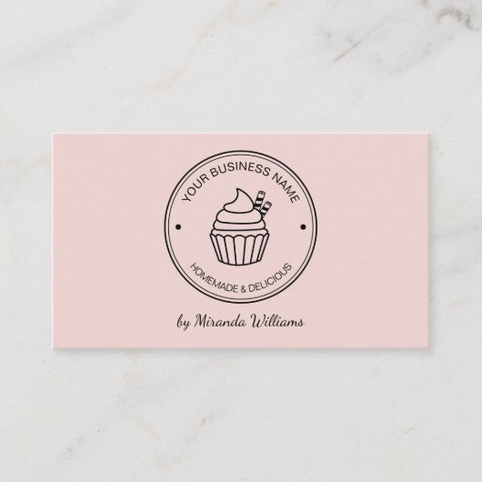 Bakkerij Roze je eigen Logo QR Social Media Visitekaartje (Voorkant)