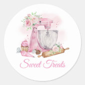 Bakkerij roze mixer ronde sticker (Voorkant)