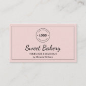 Bakkerij Roze Moderne Logo QR Social Media Icons Visitekaartje (Voorkant)