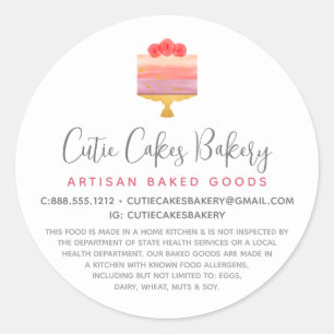Bakkerij Roze Paarse Cake Gebak Chef Dessert Jurid Ronde Sticker