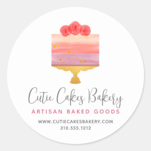 Bakkerij Roze Paarse Cake Gebak Chef Dessert Moder Ronde Sticker
