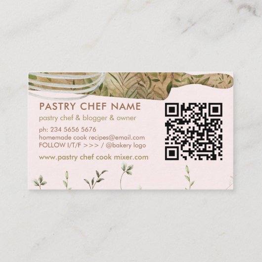Bakkerij Roze QR Pastry Chef Catering Cake Maker Visitekaartje (Achterkant)