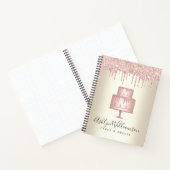 Bakkerij Roze Taart Dessert Glitter Drips Chef Gol Notitieboek (Binnen)