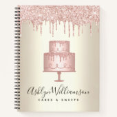 Bakkerij Roze Taart Dessert Glitter Drips Chef Gol Notitieboek (Voorkant)