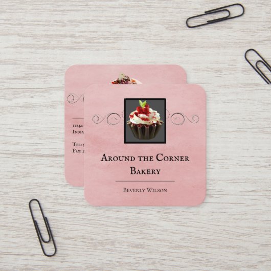 Bakkerij | Roze Visitekaartje (Voorkant / Achterkant in situ)