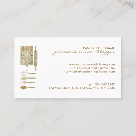 Bakkerij Rustic Floral Visitekaartje (Achterkant)