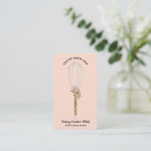 Bakkerij Rustic Whisk Floral Blush Pink Visitekaartje (Staand voorkant)