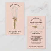 Bakkerij Rustic Whisk Floral Blush Pink Visitekaartje (Voorkant / Achterkant)