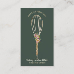 Bakkerij Rustic Whisk Floral sage green gold rusti Visitekaartje