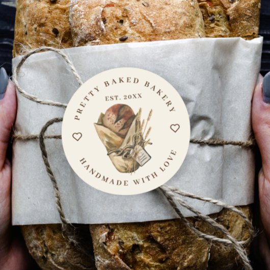 Bakkerij rustiek Waterverf Brood Ronde Sticker