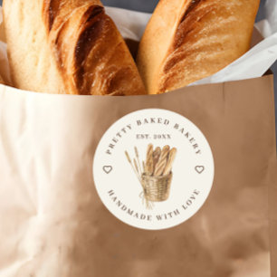 Bakkerij rustiek Waterverf Brood Ronde Sticker