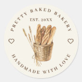 Bakkerij rustiek Waterverf Brood Ronde Sticker (Voorkant)