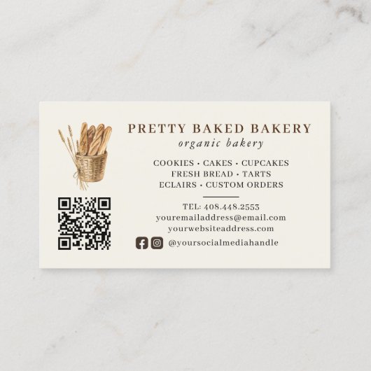 Bakkerij rustiek Waterverf Brood Visitekaartje (Achterkant)