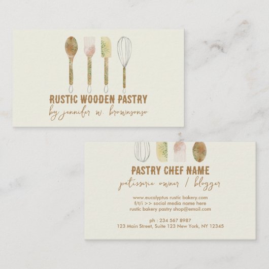 Bakkerij Rustieke taart decoratie Ivoor Visitekaartje (Voorkant / Achterkant)
