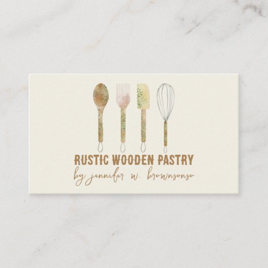 Bakkerij Rustieke taart decoratie Ivoor Visitekaartje (Voorkant)