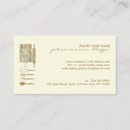 Bakkerij Rustisch Floral, schattige kok vanille be Visitekaartje (Achterkant)
