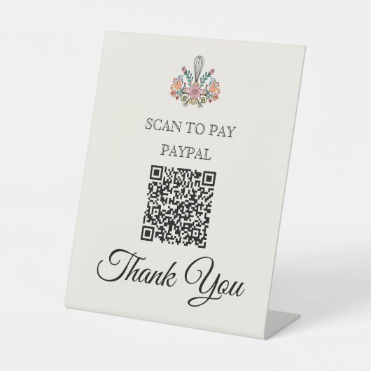 Bakkerij Scan om QR-code te betalen Reclamebord Met Voetstuk (Voorkant)