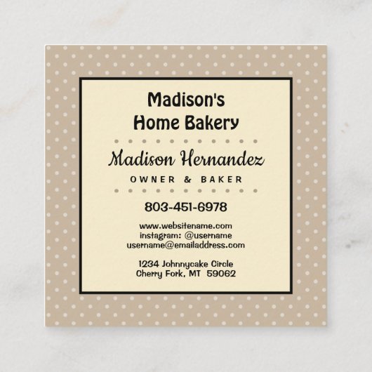 Bakkerij Schaak Catering Kaneel Roll Uniek Vierkante Visitekaartje (Achterkant)