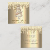 Bakkerij Schaak Glitter Drift Platinum Gold Vierkante Visitekaartje (Voorkant / Achterkant)