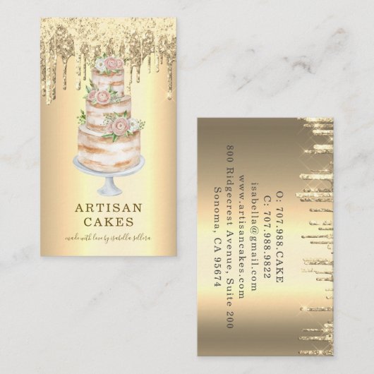 Bakkerij Schaak Glitter Drift Platinum Gold Visitekaartje (Voorkant / Achterkant)