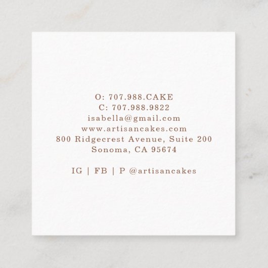 Bakkerij Schaak Roos Goudrietjes Sparkle Square Vierkante Visitekaartje (Achterkant)