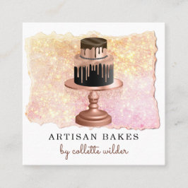 Bakkerij Schaak Roos Goudrietjes Sparkle Square Vierkante Visitekaartje