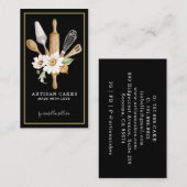 Bakkerij Schaak Waterverf Baken Gereedschap Zwart Visitekaartje (Voorkant / Achterkant)