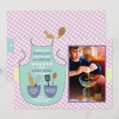 Bakkerij Schort Verjaardagsfeest Foto Mint Roze Ui Kaart (Voorkant / Achterkant)