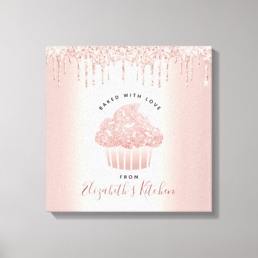 Bakkerij Schuddergebak Roos Gold Glitter Dries Canvas Afdruk (Voorkant)