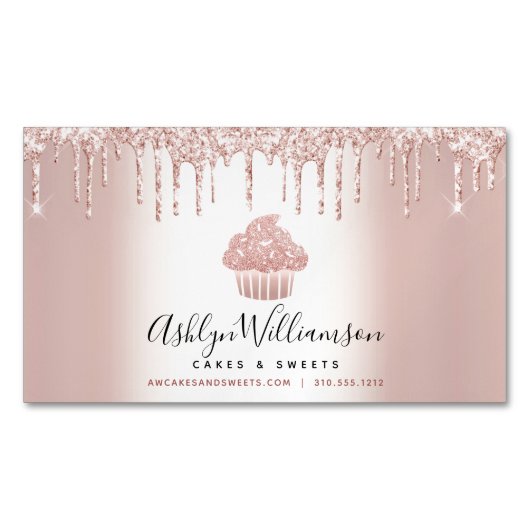 Bakkerij Schuddergebak Roos Gold Glitter Dries Magnetisch Visitekaartje (Voorkant)