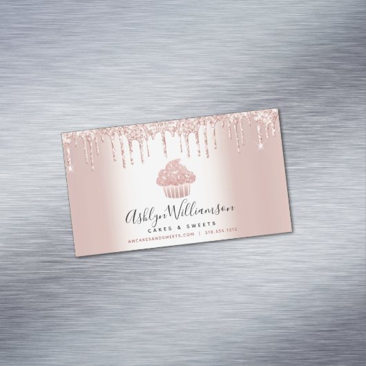 Bakkerij Schuddergebak Roos Gold Glitter Dries Magnetisch Visitekaartje (Voorbeeld)