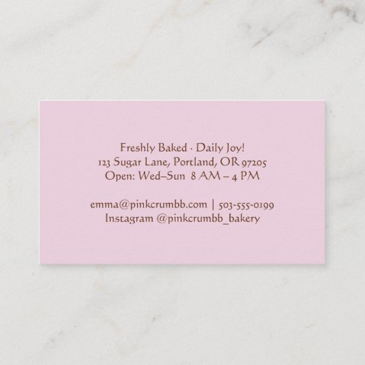 Bakkerij Smile Brood Schattige Kawaii Waterverf Ru Visitekaartje (Achterkant)