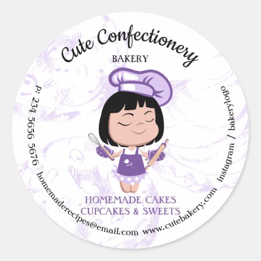 Bakkerij snoepgoed cute ronde sticker (Voorkant)