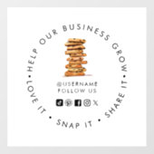 Bakkerij sociale media volg chocolade chip cookie raamsticker (Vel)