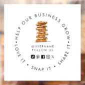 Bakkerij sociale media volg chocolade chipkoekje raamsticker (Vel 2)