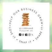 Bakkerij sociale media volg 'Chocolate Chip cookie Raamsticker (Vel 3)