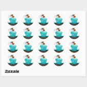 Bakkerij-Stickers Blauwe cupcake Chocolade Brown Ronde Sticker (Vel)