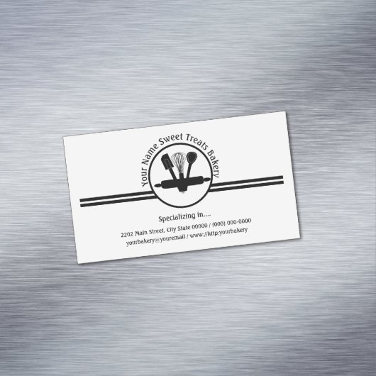 Bakkerij Sweet verwerkt gereedschap Logo Magnetisch Visitekaartje (Voorbeeld)