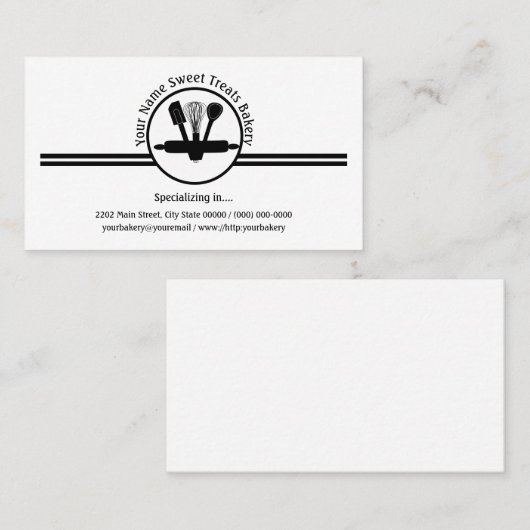 Bakkerij Sweet verwerkt gereedschap Logo Visitekaartje (Voorkant / Achterkant)