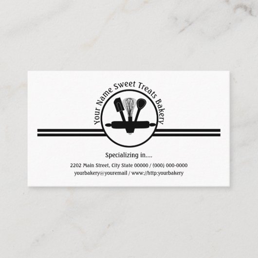 Bakkerij Sweet verwerkt gereedschap Logo Visitekaartje (Voorkant)