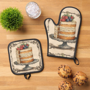 bakkerij taart gebak chef-kok bakker bakken ovenwant & pannenlap set